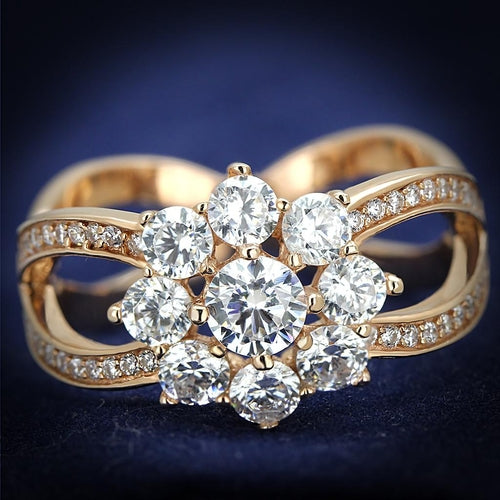 Rose Gold Sterling Silver Flower Ring – Soft Radiant Glow